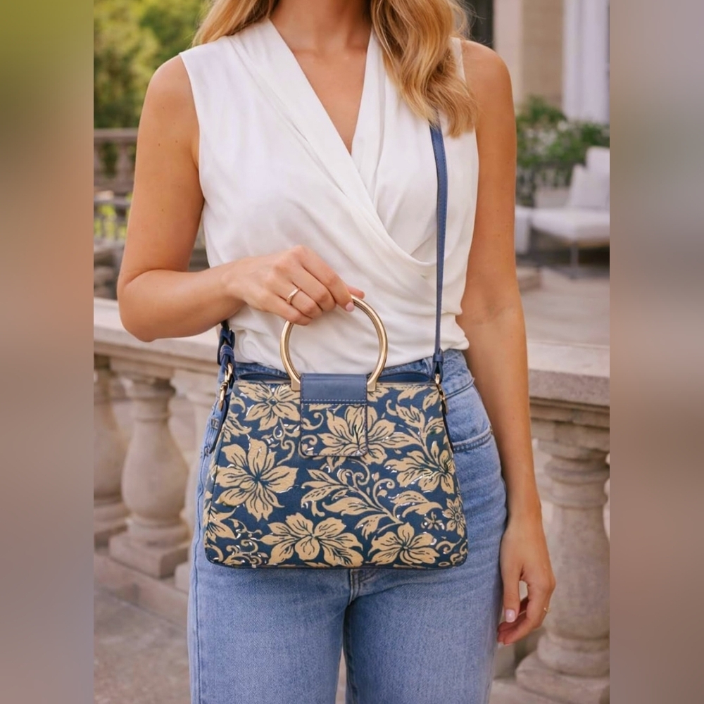 Patricia Nash Greek Floral Empoli Satchel - Picture 4 of 8